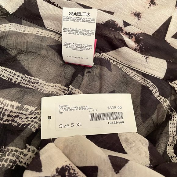 NWT The Queen Silk Blend Jacket Sz XL Lightweight Mixed Design New W/ Tags Plus - Picture 11 of 12